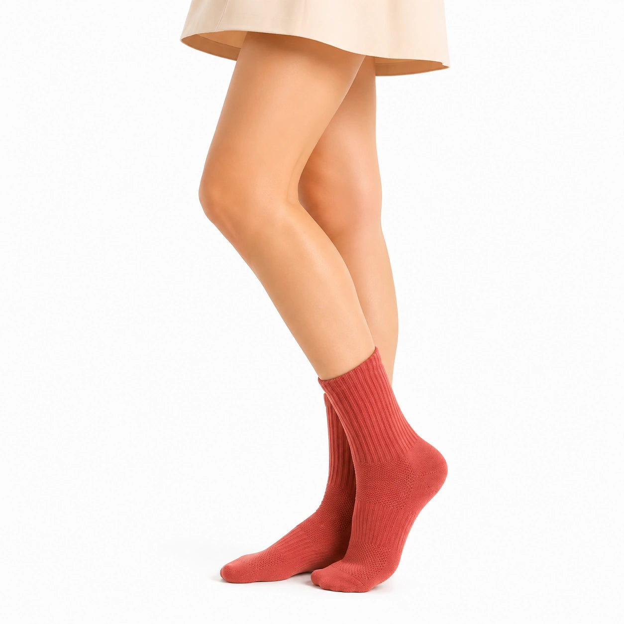 Calzini 43-46 in maglia rosso corallo a costine per uso quotidiano