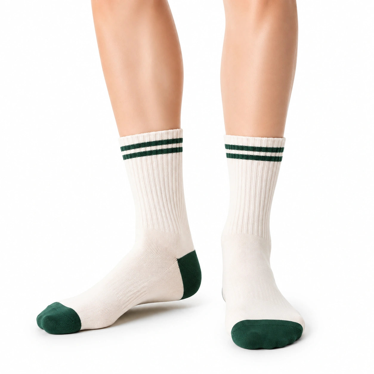 Calze sportive 35-38 in maglia bianco verde a coste