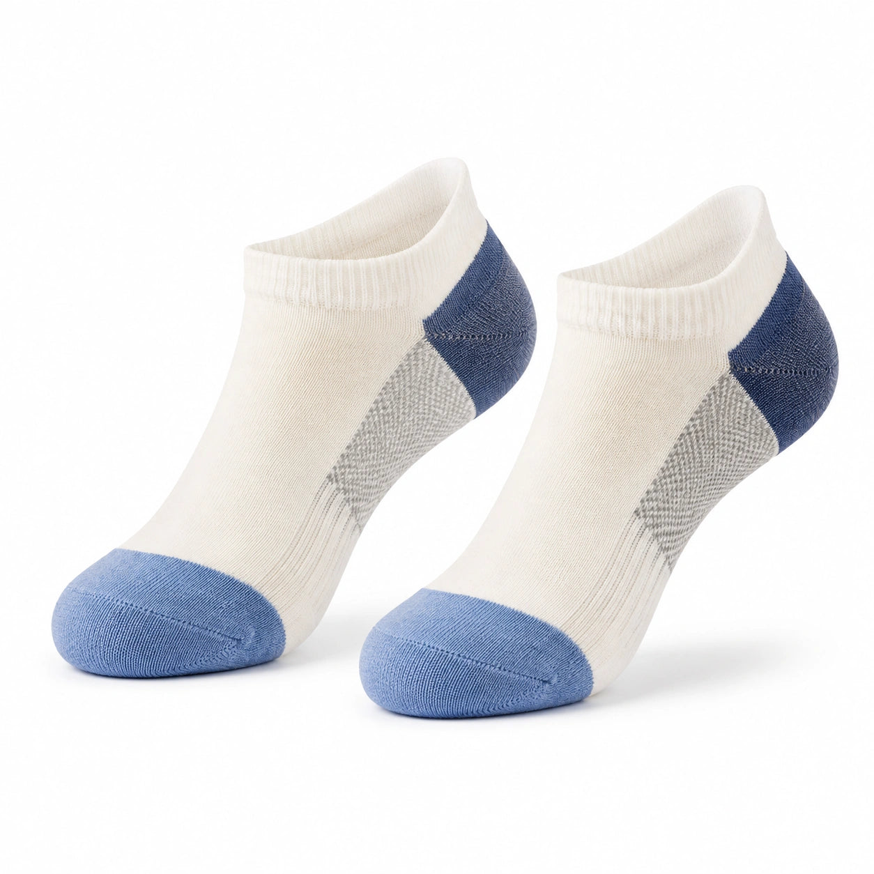 Calze corte 43-46 in tessuto bianco blu e grigio - stile sportivo