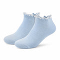 Calzini alla caviglia 35-38 azzurro chiaro in maglia con bordo arricciato