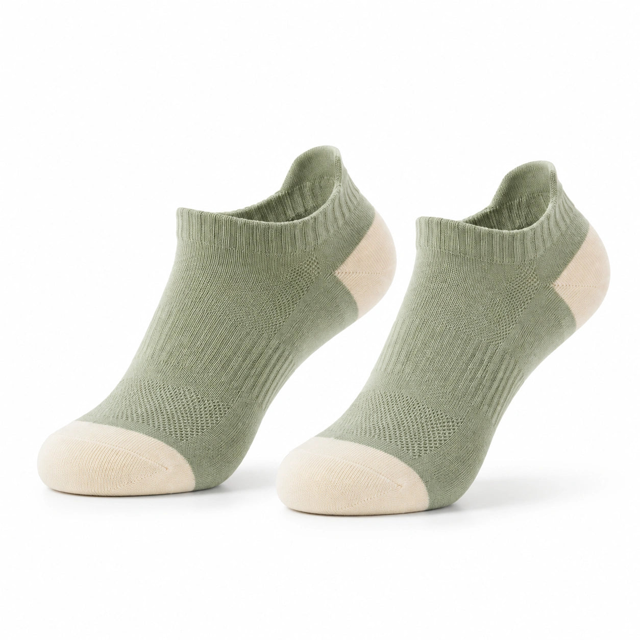 Calze corte 43-46 in maglia verde salvia e beige - traspiranti sportive
