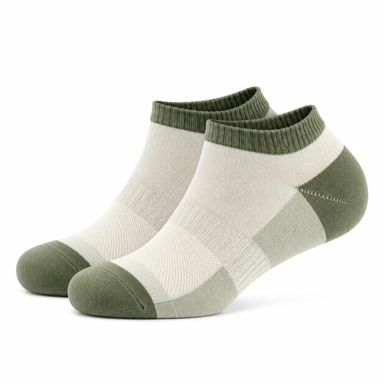 Calzini alla caviglia 43-46 in tessuto a maglia bianco e verde - stile sportivo