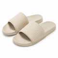 Ciabatte 38/39 beige in materiale sintetico con fascia plissettata