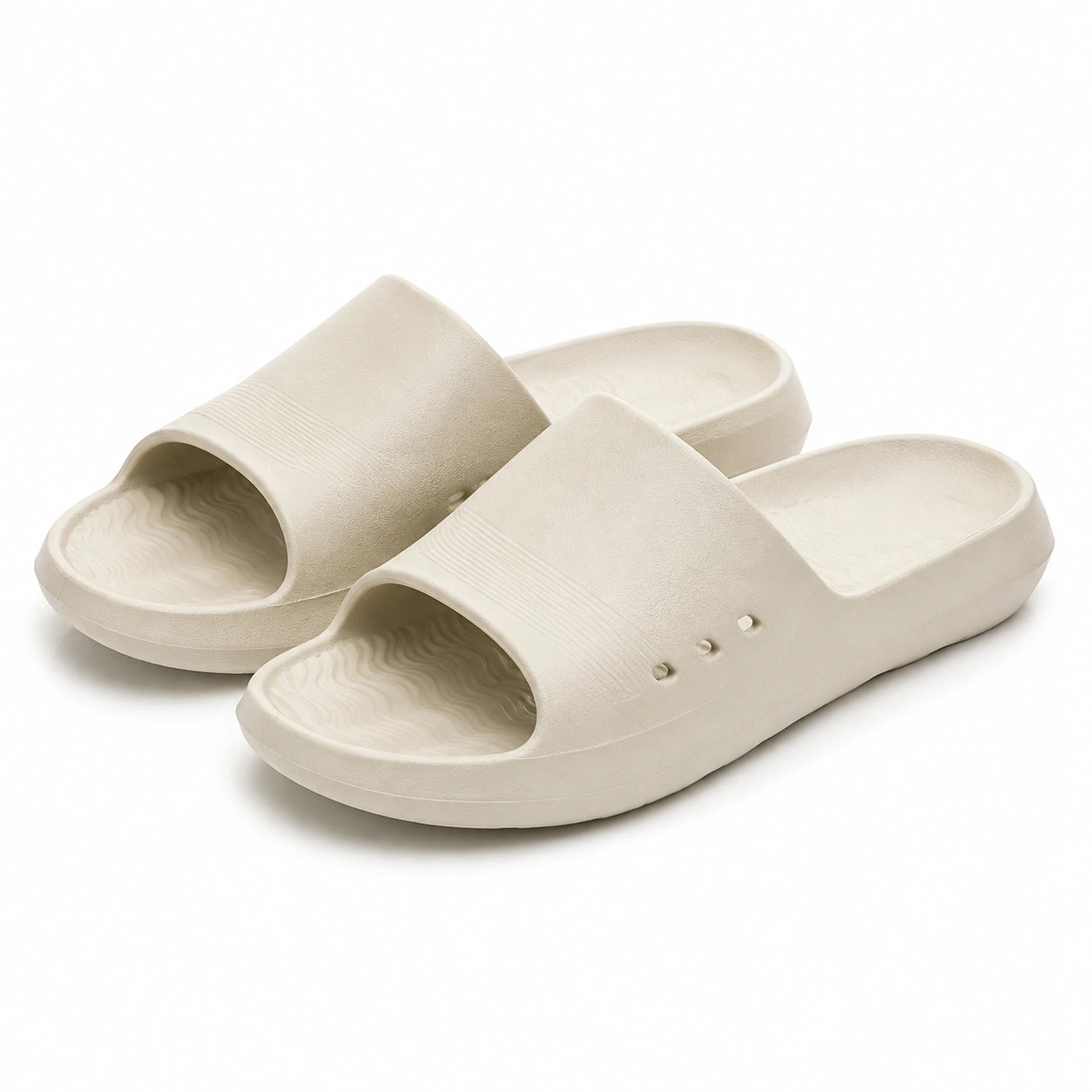 Ciabatte 40/41 in materiale sintetico beige con suola sagomata per casa e piscina