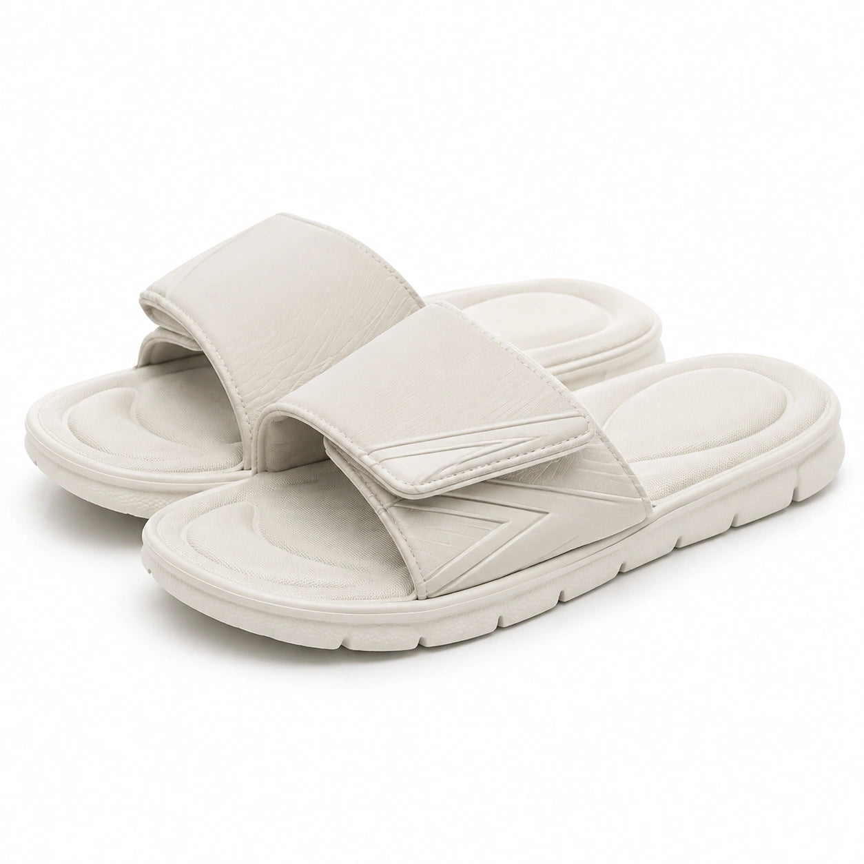 Ciabatte 42/43 in materiale sintetico bianco con fascia regolabile - suola sagomata
