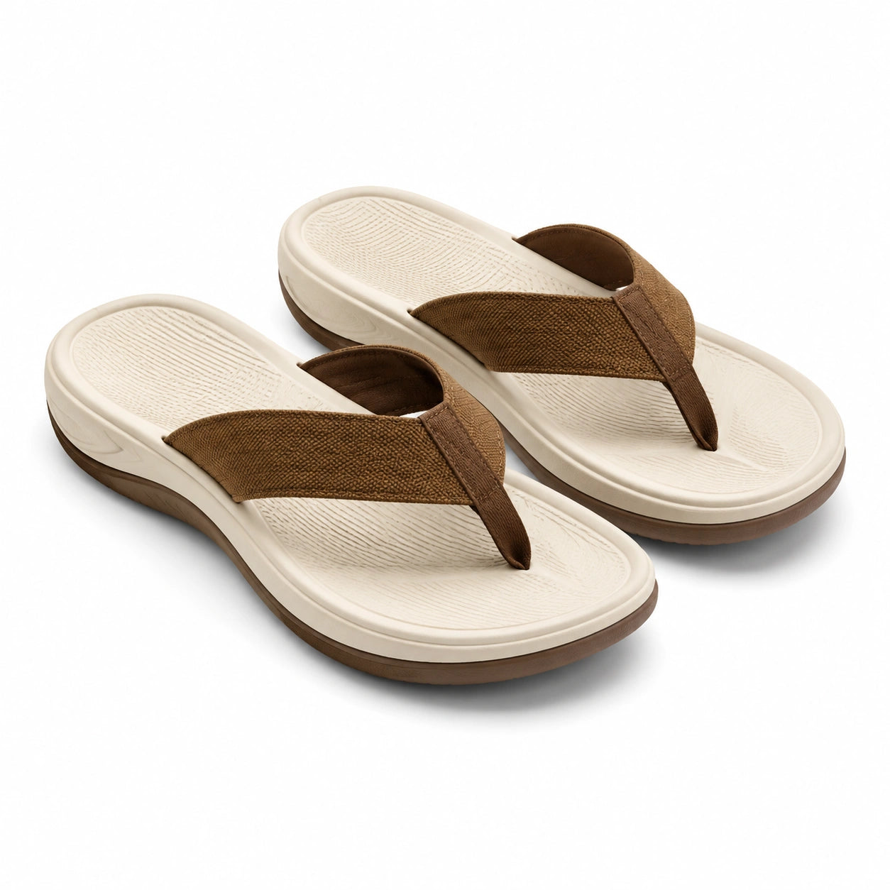 Infradito 40/41 marrone e beige con fascia in tessuto - suola ammortizzata per tempo libero