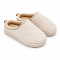 Pantofole da casa 42/43 in tessuto a coste color crema con fodera morbida