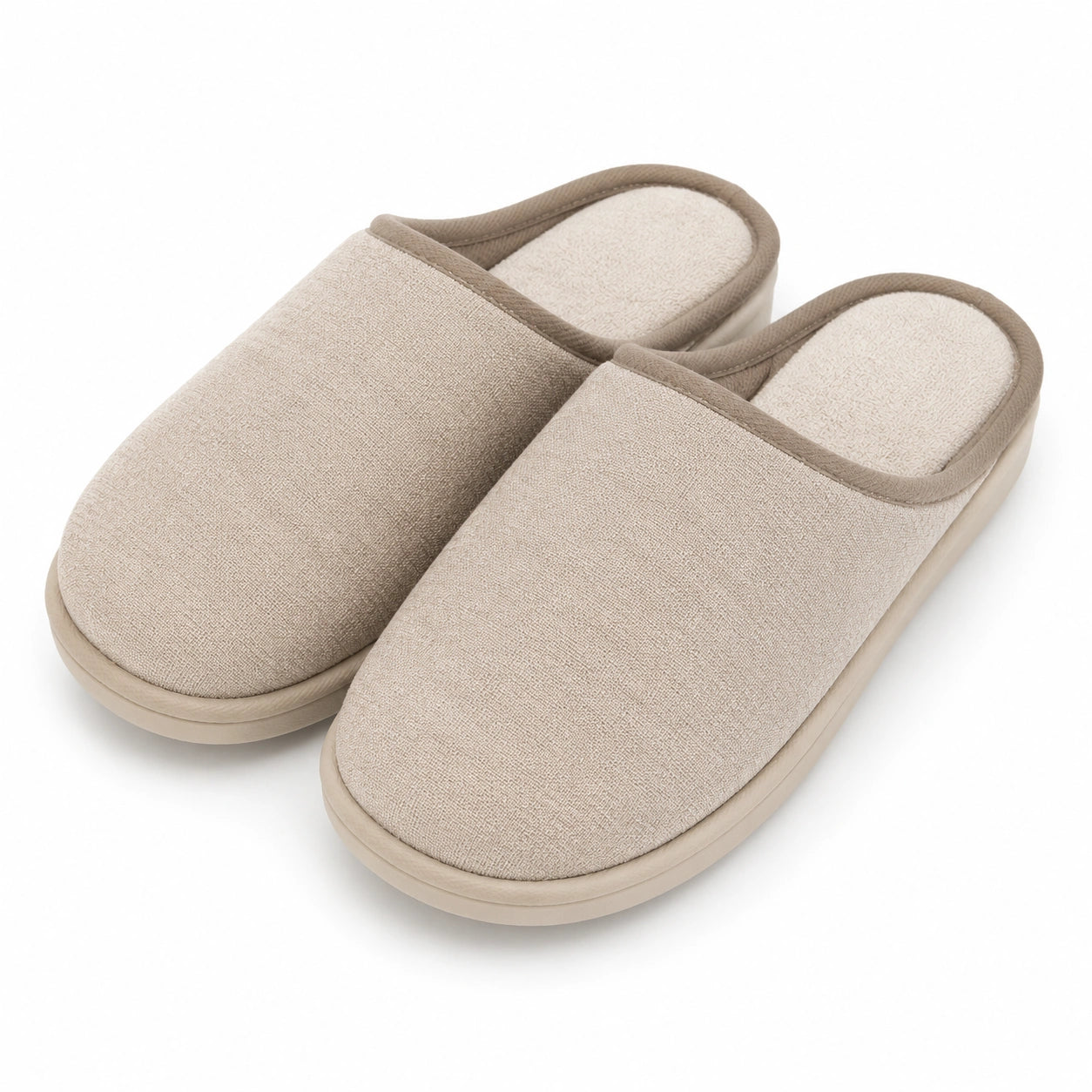 Pantofole da casa 42/43 in tessuto beige con interno morbido