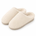 Pantofole da donna 38/39 in tessuto a coste beige - calzature da interno morbide